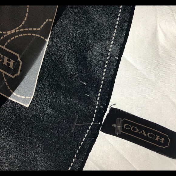 Coach scarf, 20” sq, Silk w hand rolled edge blk - Picture 8 of 10